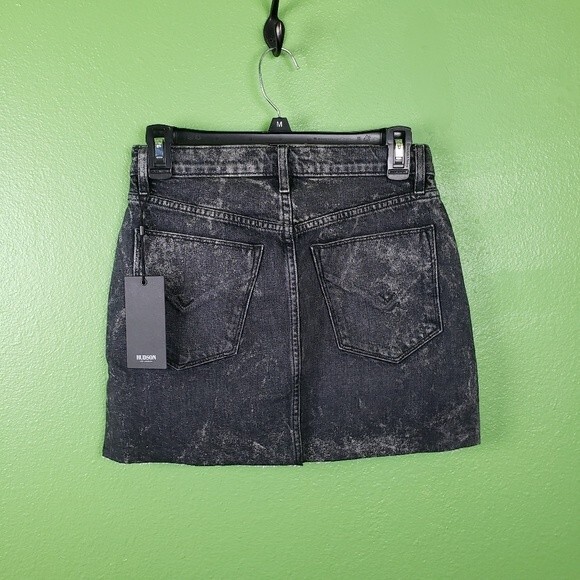 Hudson Black Mini Skirt Acid Silver Glitter Wash Size 25 - Picture 4 of 10